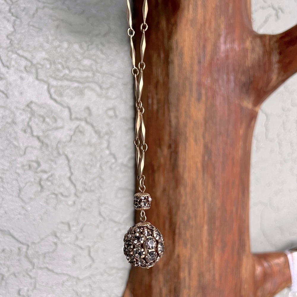 Banana Republic long necklace with smoky quartz color stones frosted gold